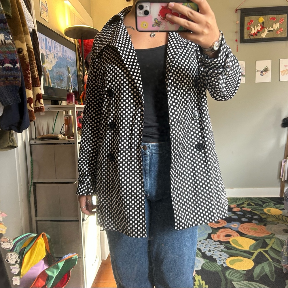 Vertigo Paris Black and White Polka Dot Pea Coat